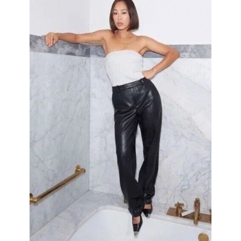 Madewell x Aimee Song Fairbanks Faux Leather Pants Womens Black High Rise